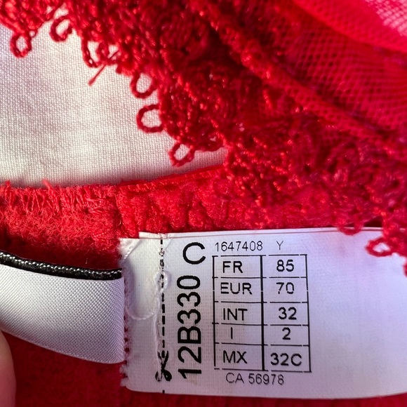 Simone Perele WISH SET demi bra and thong panties in RUBY  BNWT 32c and M thong - Picture 6 of 16